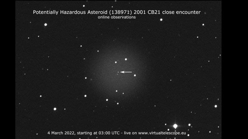Asteroide 2001 CB21 que cruzó relativamente cercano a La Tierra el pasado 4 de marzo.