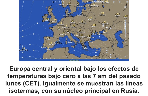 Europa central y oriental con temperaturas bajo cero