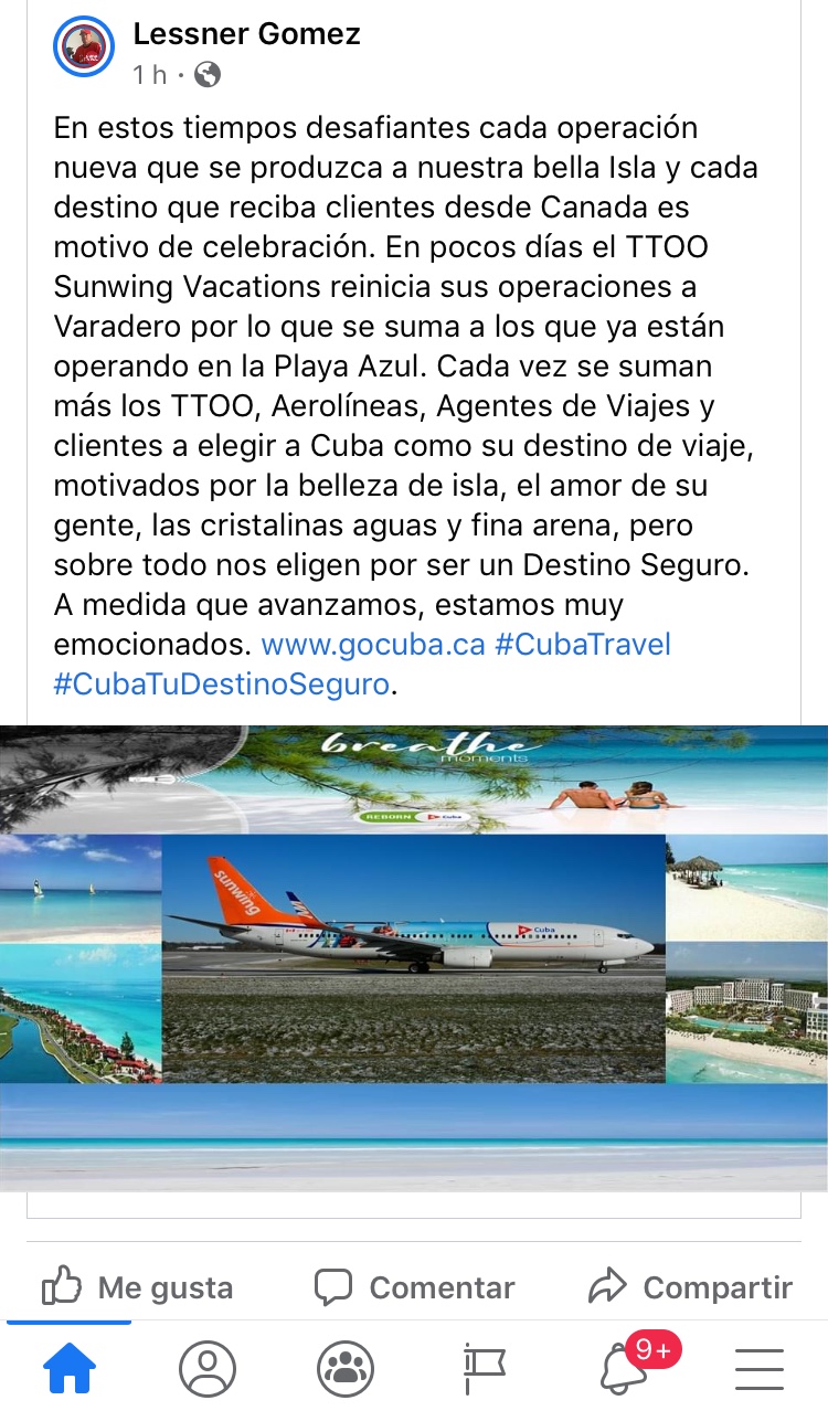 Post de Lessner Gomez en Facebook
