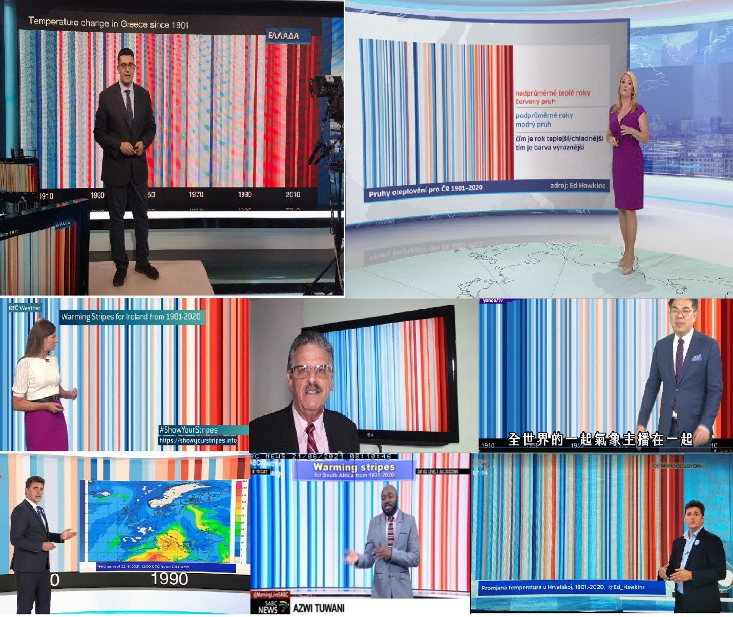 Los meteorólogos de la Televisión de las principales cadenas de todo el Mundo