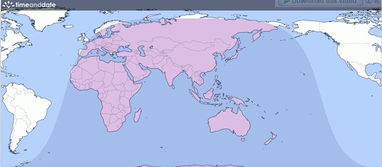 Un mapa que muestra la visibilidad mundial del eclipse lunar del 5 de mayo de 2023. Ilustración: TimeandDay.org)